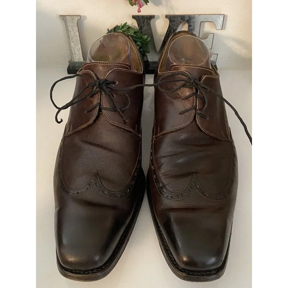 Calzoleria Harris Italy Barney's NY Handmade Oxford Wing Tip Dress Shoes Sz 10.5
